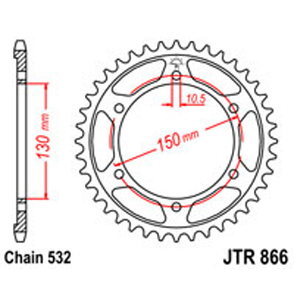 JT JT Rear Sprockets R/W 866-43T YAM (863)